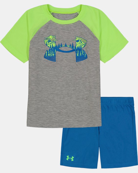 Boys' Toddler UA Mountain Logo Short Sleeve & Shorts Set, Gray, pdpMainDesktop image number 0
